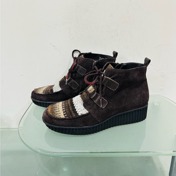 Aerosoles Woman's Umpire Lace‎ Up Brown Faux Fur Ankle Boots Sz 7 - Picture 2 of 8